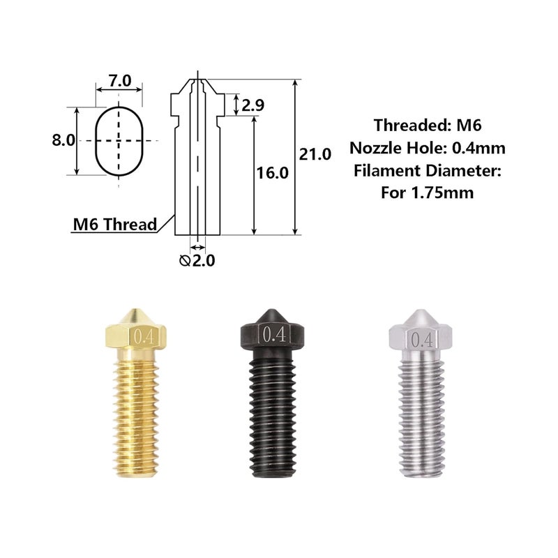 LANKEGU 15PCS Nozzles Kit for Anycubic Vyper, 3D Printer Parts 5PCS Hardened Steel + 5PCS Stainless Steel + 5PCS Brass 0.4mm Nozzles Kit for Vyper, Kobra Plus, Kobra Max - Image 2